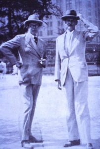 Cecil Pinsent & Geoffrey Scott in Battery Park, New York. 1929